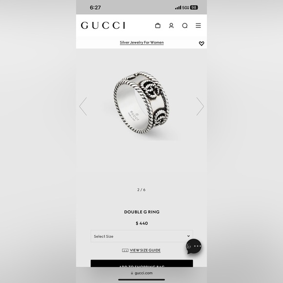 Gucci double R ring, size 16. Fairly worn - Picture 1 of 6